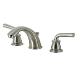 Restoration KB968RXL Two-Handle 3-Hole Deck Mount Widespread Bathroom Faucet with Plastic Pop-Up, Brushed Nickel