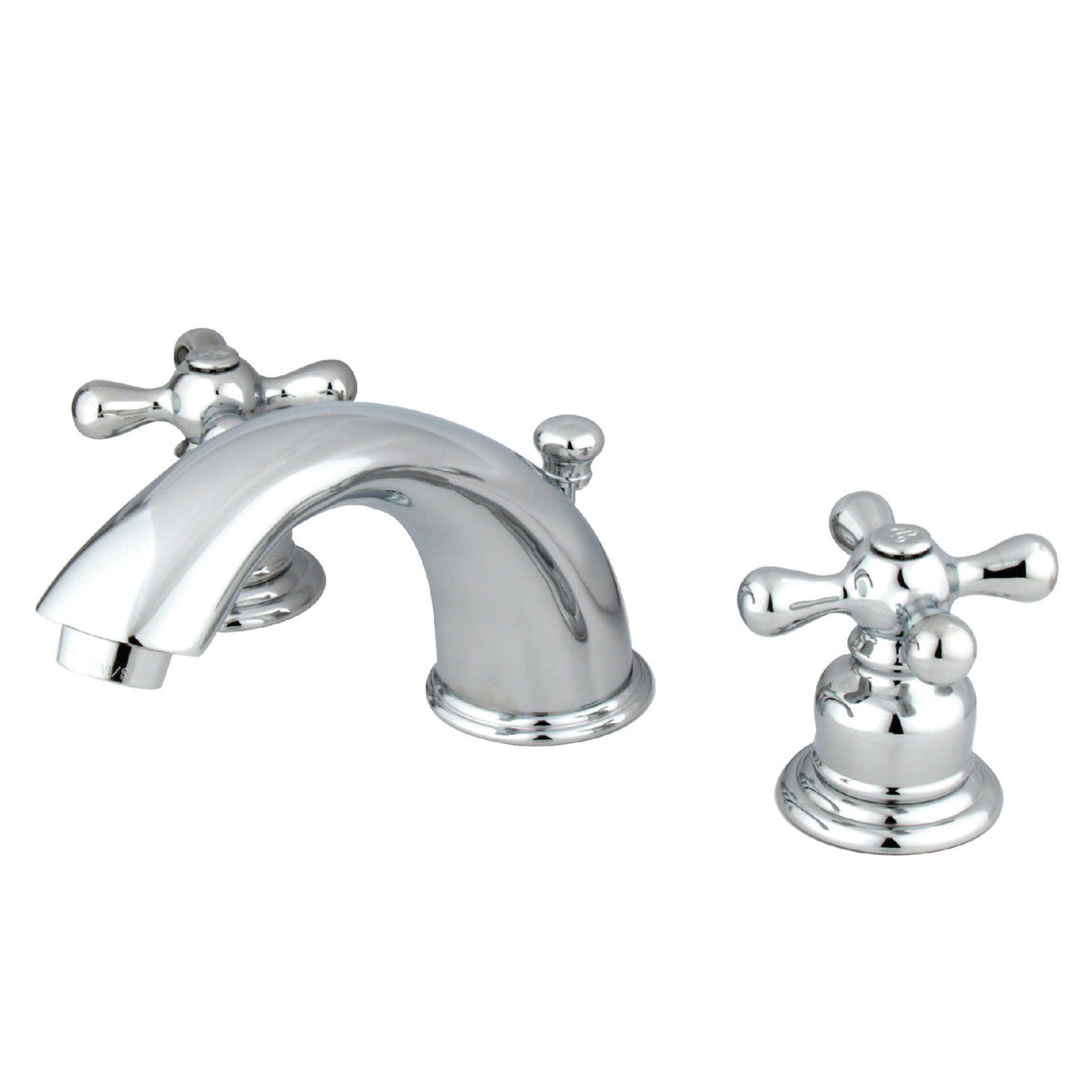 Victorian KB971X Two-Handle 3-Hole Deck Mount Widespread Bathroom Faucet with Plastic Pop-Up, Polished Chrome