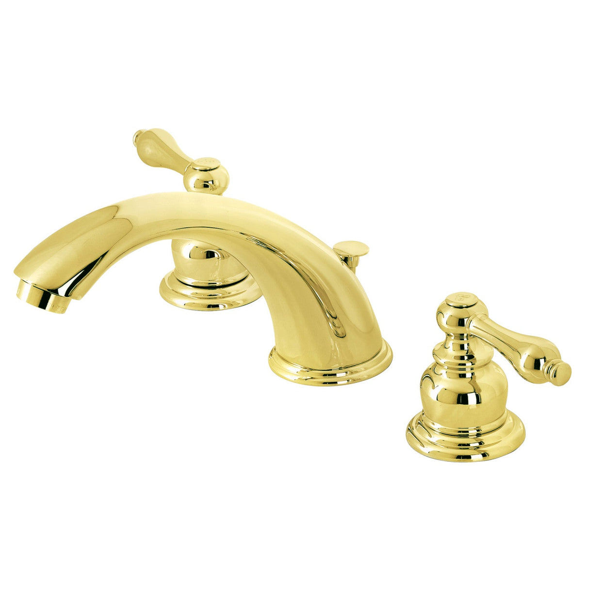 Victorian KB972ALB Two-Handle 3-Hole Deck Mount Widespread Bathroom Faucet with Brass Pop-Up, Polished Brass