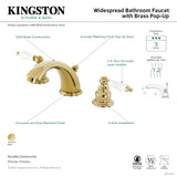 Victorian KB972PLB Two-Handle 3-Hole Deck Mount Widespread Bathroom Faucet with Brass Pop-Up, Polished Brass