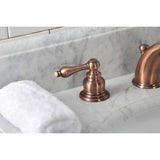 Victorian KB976AL Two-Handle 3-Hole Deck Mount Widespread Bathroom Faucet with Plastic Pop-Up, Antique Copper