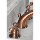 Victorian KB976AL Two-Handle 3-Hole Deck Mount Widespread Bathroom Faucet with Plastic Pop-Up, Antique Copper