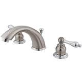 Victorian KB977AL Two-Handle 3-Hole Deck Mount Widespread Bathroom Faucet with Plastic Pop-Up, Brushed Nickel/Polished Chrome