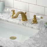 Victorian KB977B Two-Handle 3-Hole Deck Mount Widespread Bathroom Faucet with Plastic Pop-Up, Brushed Brass