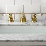 Victorian KB977B Two-Handle 3-Hole Deck Mount Widespread Bathroom Faucet with Plastic Pop-Up, Brushed Brass