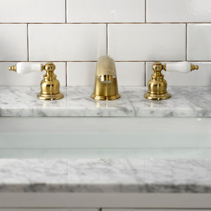 Victorian KB977B Two-Handle 3-Hole Deck Mount Widespread Bathroom Faucet with Plastic Pop-Up, Brushed Brass