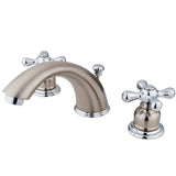 Victorian KB977X Two-Handle 3-Hole Deck Mount Widespread Bathroom Faucet with Plastic Pop-Up, Brushed Nickel/Polished Chrome