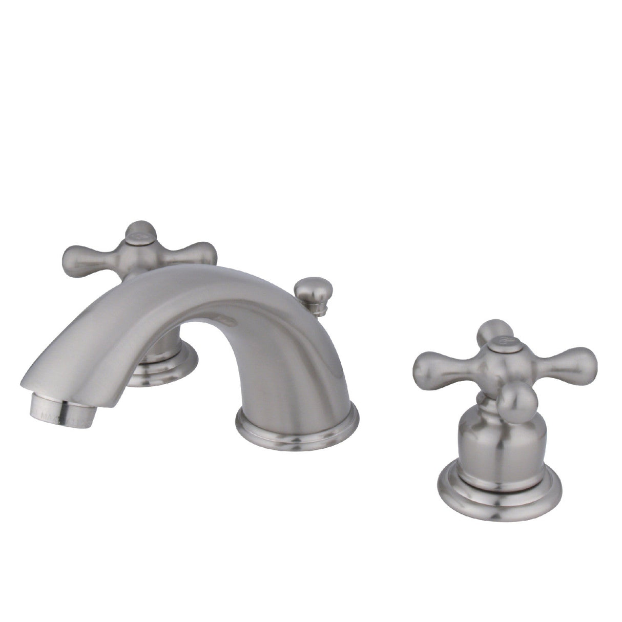 Victorian KB978X Two-Handle 3-Hole Deck Mount Widespread Bathroom Faucet with Plastic Pop-Up, Brushed Nickel