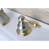 Victorian KB979AL Two-Handle 3-Hole Deck Mount Widespread Bathroom Faucet with Plastic Pop-Up, Brushed Nickel/Polished Brass