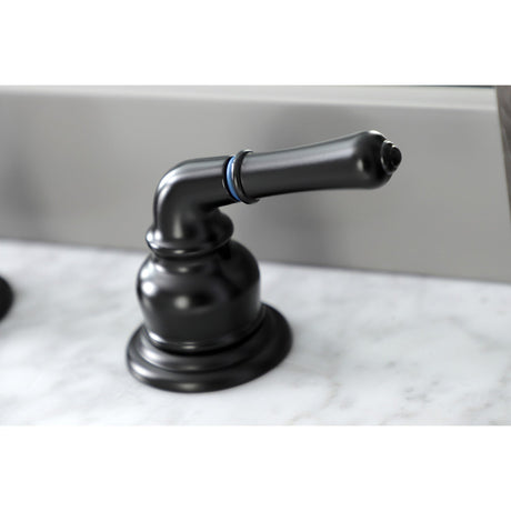 Magellan KB980 Two-Handle 3-Hole Deck Mount Widespread Bathroom Faucet with Plastic Pop-Up, Matte Black