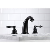 Victorian KB980AL Two-Handle 3-Hole Deck Mount Widespread Bathroom Faucet with Plastic Pop-Up, Matte Black