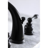 Victorian KB980AL Two-Handle 3-Hole Deck Mount Widespread Bathroom Faucet with Plastic Pop-Up, Matte Black