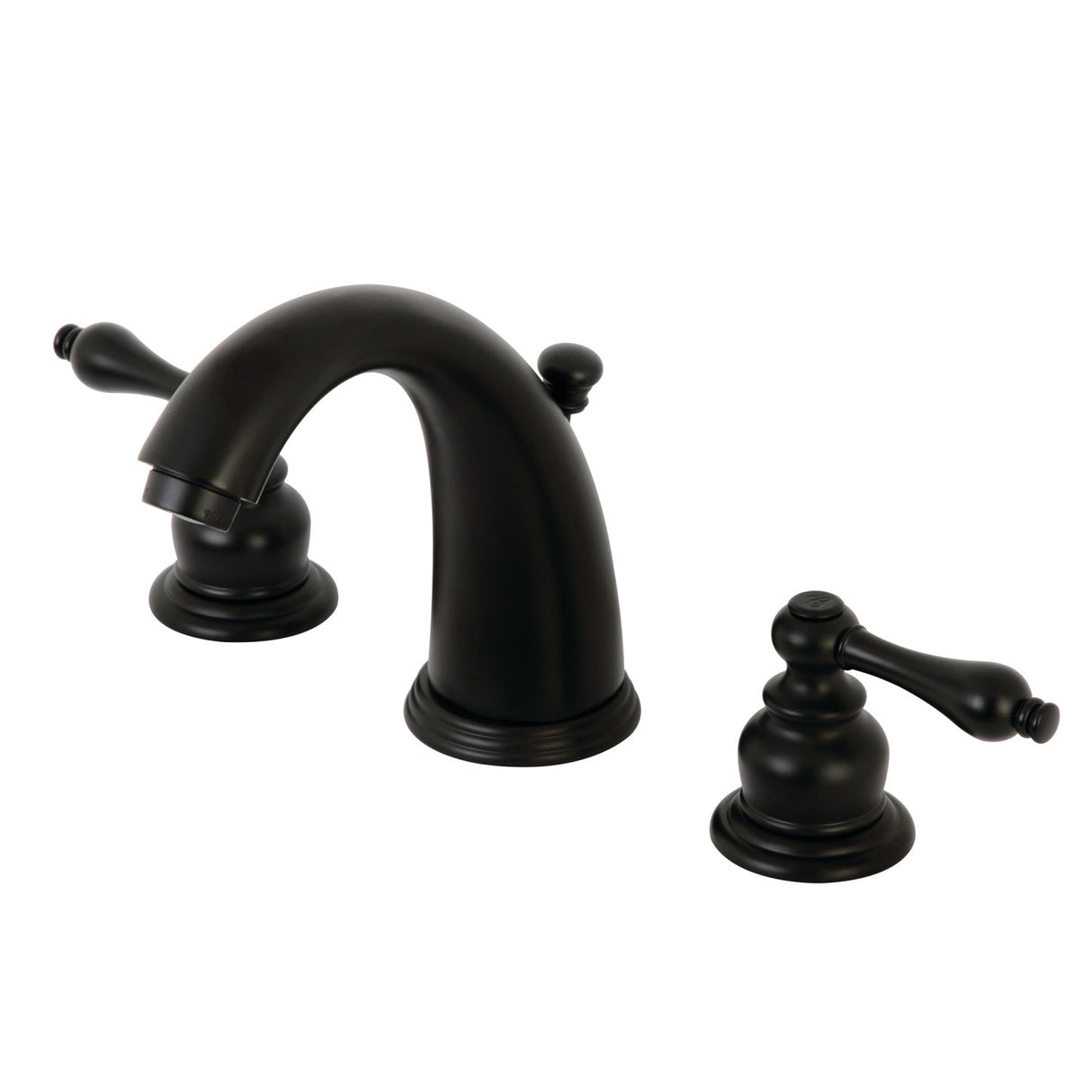 Victorian KB980AL Two-Handle 3-Hole Deck Mount Widespread Bathroom Faucet with Plastic Pop-Up, Matte Black
