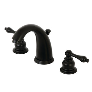 Victorian KB980AL Two-Handle 3-Hole Deck Mount Widespread Bathroom Faucet with Plastic Pop-Up, Matte Black