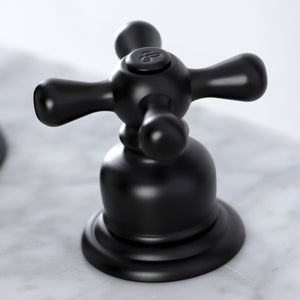 Victorian KB980AX Two-Handle 3-Hole Deck Mount Widespread Bathroom Faucet with Plastic Pop-Up, Matte Black