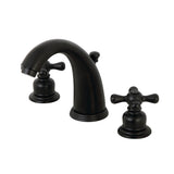Victorian KB980AX Two-Handle 3-Hole Deck Mount Widespread Bathroom Faucet with Plastic Pop-Up, Matte Black
