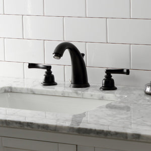 Royale KB980FL Two-Handle 3-Hole Deck Mount Widespread Bathroom Faucet with Plastic Pop-Up, Matte Black