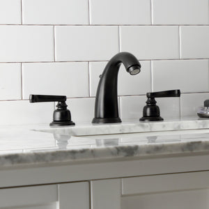 Royale KB980FL Two-Handle 3-Hole Deck Mount Widespread Bathroom Faucet with Plastic Pop-Up, Matte Black