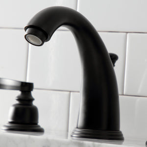 Royale KB980FL Two-Handle 3-Hole Deck Mount Widespread Bathroom Faucet with Plastic Pop-Up, Matte Black