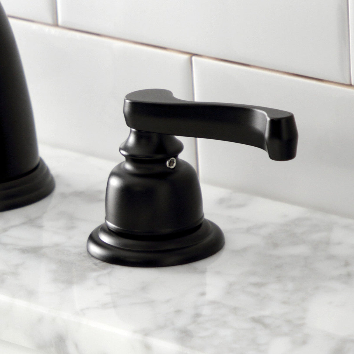 Royale KB980FL Two-Handle 3-Hole Deck Mount Widespread Bathroom Faucet with Plastic Pop-Up, Matte Black