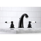 Victorian KB980PL Two-Handle 3-Hole Deck Mount Widespread Bathroom Faucet with Plastic Pop-Up, Matte Black