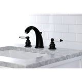 Victorian KB980PL Two-Handle 3-Hole Deck Mount Widespread Bathroom Faucet with Plastic Pop-Up, Matte Black