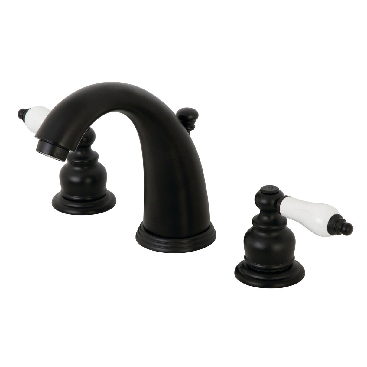 Victorian KB980PL Two-Handle 3-Hole Deck Mount Widespread Bathroom Faucet with Plastic Pop-Up, Matte Black