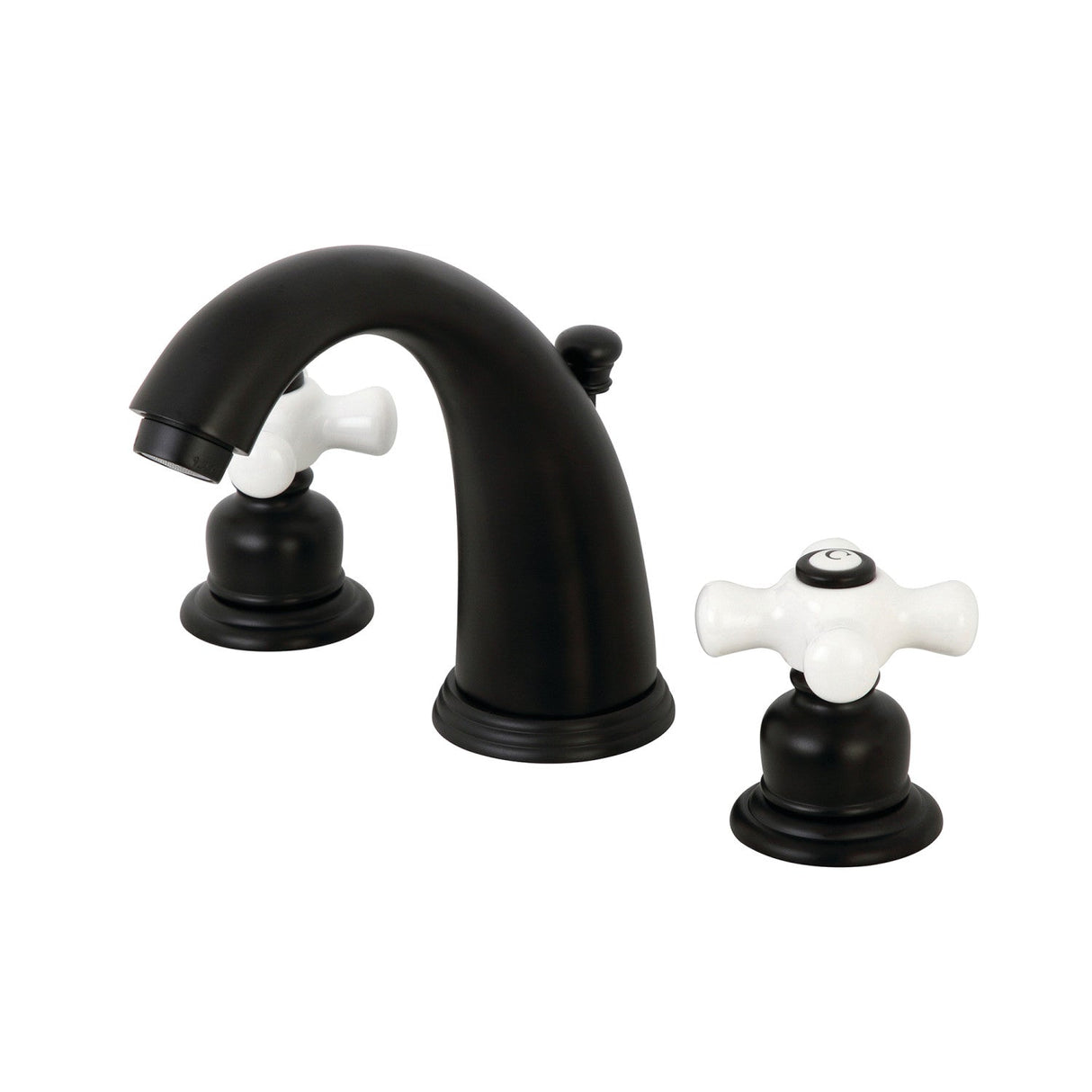 Victorian KB980PX Two-Handle 3-Hole Deck Mount Widespread Bathroom Faucet with Plastic Pop-Up, Matte Black