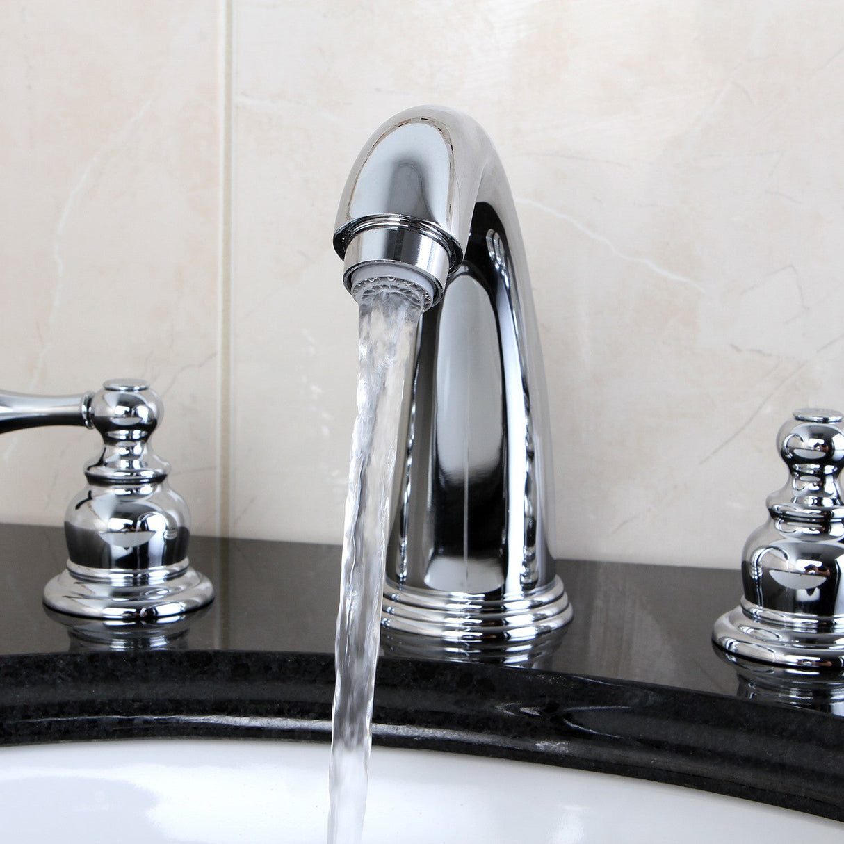 Victorian KB981AL Two-Handle 3-Hole Deck Mount Widespread Bathroom Faucet with Plastic Pop-Up, Polished Chrome