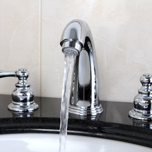 Victorian KB981AL Two-Handle 3-Hole Deck Mount Widespread Bathroom Faucet with Plastic Pop-Up, Polished Chrome