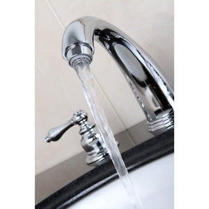 Victorian KB981AL Two-Handle 3-Hole Deck Mount Widespread Bathroom Faucet with Plastic Pop-Up, Polished Chrome