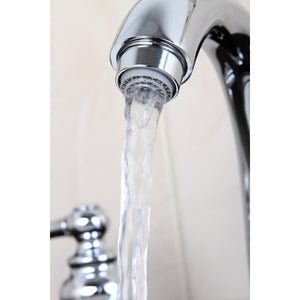 Victorian KB981AL Two-Handle 3-Hole Deck Mount Widespread Bathroom Faucet with Plastic Pop-Up, Polished Chrome