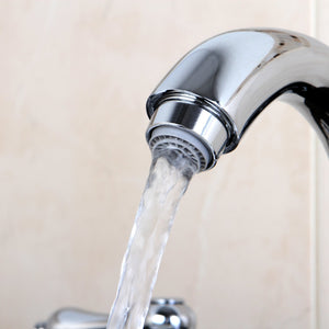 Victorian KB981AL Two-Handle 3-Hole Deck Mount Widespread Bathroom Faucet with Plastic Pop-Up, Polished Chrome