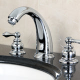 Victorian KB981AL Two-Handle 3-Hole Deck Mount Widespread Bathroom Faucet with Plastic Pop-Up, Polished Chrome