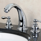 Victorian KB981AL Two-Handle 3-Hole Deck Mount Widespread Bathroom Faucet with Plastic Pop-Up, Polished Chrome