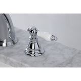 American Patriot KB981APL Two-Handle 3-Hole Deck Mount Widespread Bathroom Faucet with Plastic Pop-Up, Polished Chrome