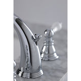 American Patriot KB981APL Two-Handle 3-Hole Deck Mount Widespread Bathroom Faucet with Plastic Pop-Up, Polished Chrome