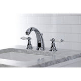 American Patriot KB981APL Two-Handle 3-Hole Deck Mount Widespread Bathroom Faucet with Plastic Pop-Up, Polished Chrome