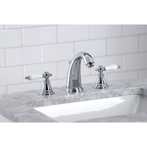 American Patriot KB981APL Two-Handle 3-Hole Deck Mount Widespread Bathroom Faucet with Plastic Pop-Up, Polished Chrome
