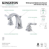 Victorian KB981B Two-Handle 3-Hole Deck Mount Widespread Bathroom Faucet with Brass Pop-Up, Polished Chrome