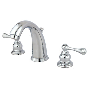 Victorian KB981BL Two-Handle 3-Hole Deck Mount Widespread Bathroom Faucet with Plastic Pop-Up, Polished Chrome