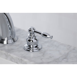 Knight KB981KL Two-Handle 3-Hole Deck Mount Widespread Bathroom Faucet with Plastic Pop-Up, Polished Chrome