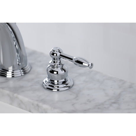 Knight KB981KL Two-Handle 3-Hole Deck Mount Widespread Bathroom Faucet with Plastic Pop-Up, Polished Chrome