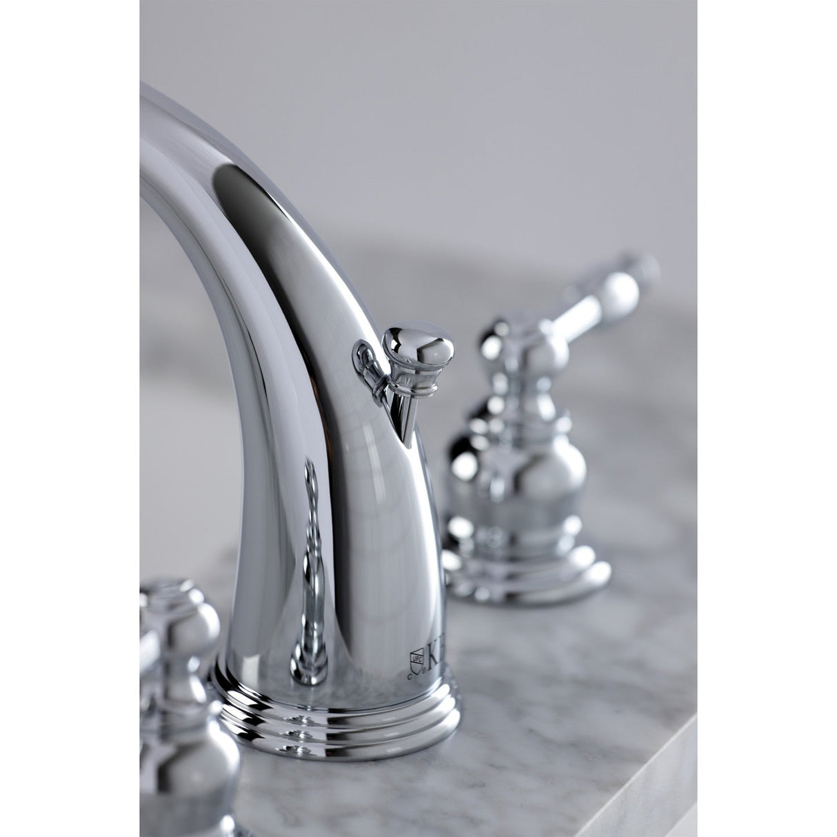 Knight KB981KL Two-Handle 3-Hole Deck Mount Widespread Bathroom Faucet with Plastic Pop-Up, Polished Chrome