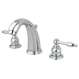 Knight KB981KL Two-Handle 3-Hole Deck Mount Widespread Bathroom Faucet with Plastic Pop-Up, Polished Chrome