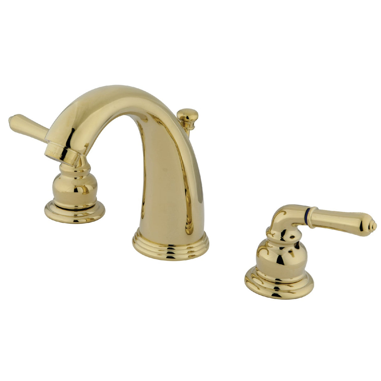 Magellan KB982 Two-Handle 3-Hole Deck Mount Widespread Bathroom Faucet with Plastic Pop-Up, Polished Brass