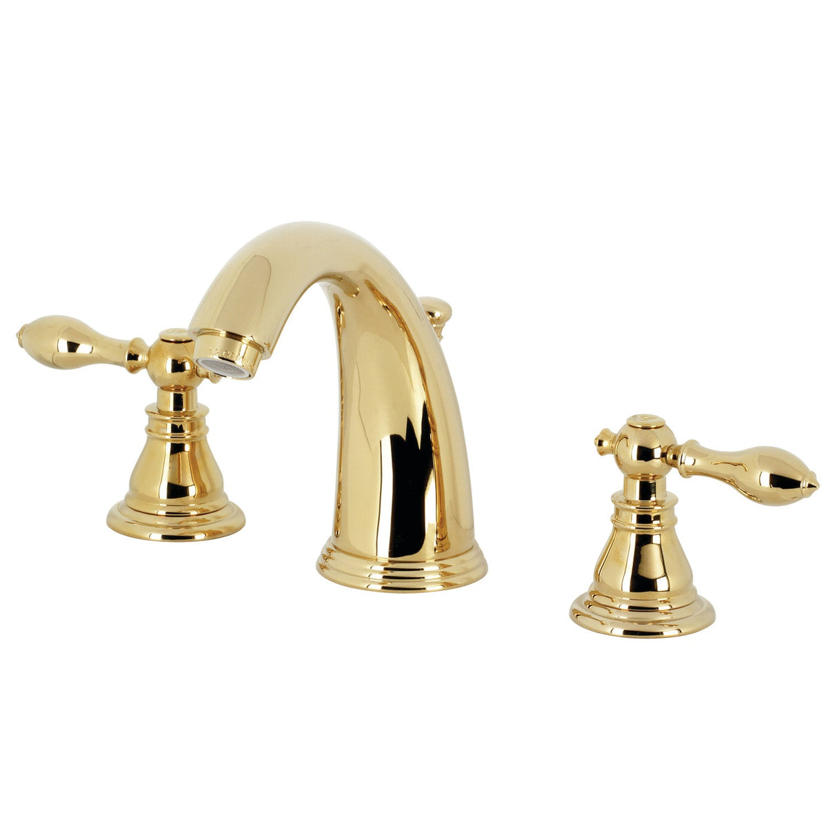American Classic KB982ACL Two-Handle 3-Hole Deck Mount Widespread Bathroom Faucet with Plastic Pop-Up, Polished Brass