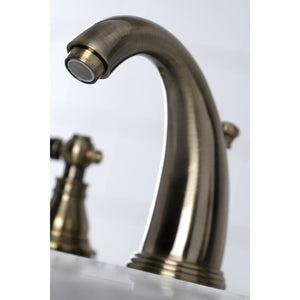 Duchess KB983AKLAB Two-Handle 3-Hole Deck Mount Widespread Bathroom Faucet with Plastic Pop-Up, Antique Brass