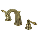 Victorian KB983ALAB Two-Handle 3-Hole Deck Mount Widespread Bathroom Faucet with Plastic Pop-Up, Antique Brass