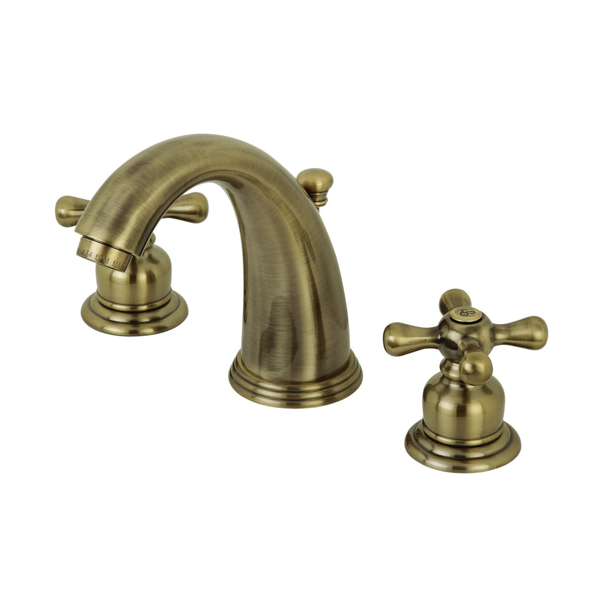 Victorian KB983AXAB Two-Handle 3-Hole Deck Mount Widespread Bathroom Faucet with Plastic Pop-Up, Antique Brass